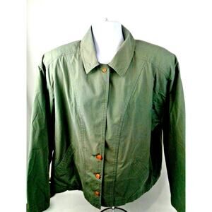 Dockers Levis Womens Green Jacket w/Multi-Color Island Design Lining Sz L RARE